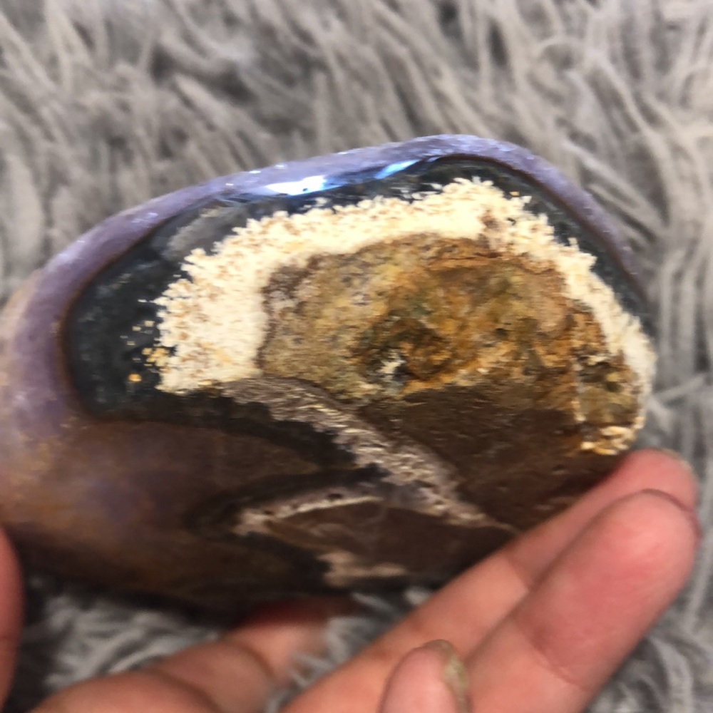 Amethyst Heart Crystal With Many Calcite Inclusions - Picture 11 of 17
